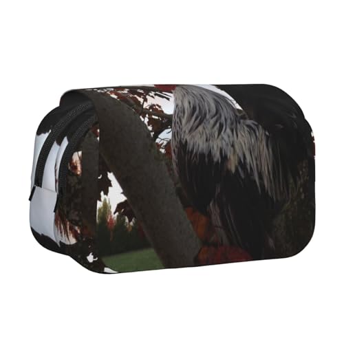 Federmäppchen mit Hühner-Motiv, großes Fassungsvermögen, Stifteetui mit 2 Fächern, Stifthalter, Organizer, Schreibwaren-Tasche von SATUSA