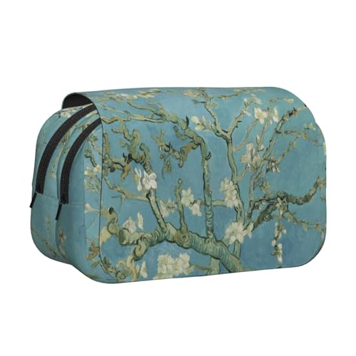 Federmäppchen mit Kirschpflaumen-Motiv, großes Fassungsvermögen, Stifteetui mit 2 Fächern, Stifthalter, Organizer, Schreibwaren-Tasche von SATUSA