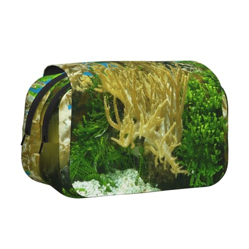 Federmäppchen mit Korallendruck, großes Fassungsvermögen, Stifteetui mit 2 Fächern, Stifthalter, Organizer, Schreibwaren-Tasche von SATUSA