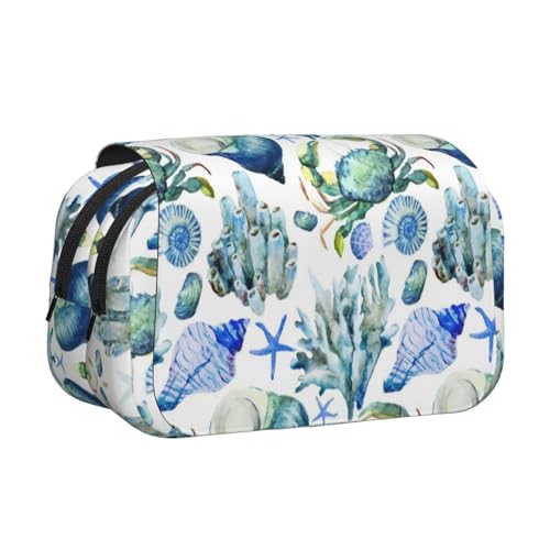 Federmäppchen mit Krabben-Motiv, großes Fassungsvermögen, Stifteetui mit 2 Fächern, Stifthalter, Organizer, Schreibwaren-Tasche von SATUSA