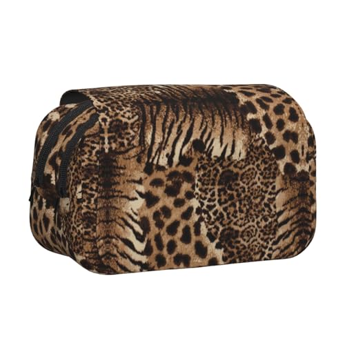 Federmäppchen mit Leopardenmuster, großes Fassungsvermögen, Federmäppchen mit 2 Fächern, Stifthalter, Organizer, Schreibwaren-Tasche von SATUSA