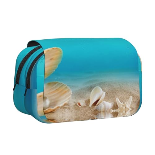 Federmäppchen mit Meeresperlenaufdruck, großes Fassungsvermögen, Stifteetui mit 2 Fächern, Stifthalter, Organizer, Schreibwaren-Tasche von SATUSA