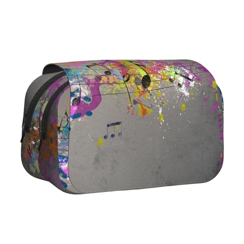 Federmäppchen mit Musikmotiv und Sprühdruck, großes Fassungsvermögen, Stifteetui mit 2 Fächern, Stifthalter, Organizer, Schreibwaren-Tasche von SATUSA