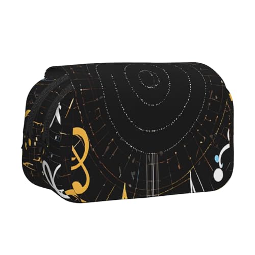 Federmäppchen mit Musiknoten-Aufdruck, großes Fassungsvermögen, Stifteetui mit 2 Fächern, Stifthalter, Organizer, Schreibwaren-Tasche von SATUSA