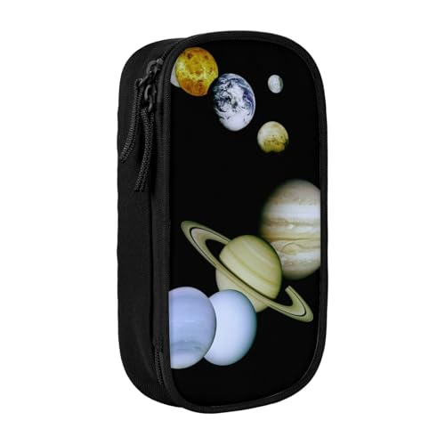 Federmäppchen mit Planeten-Jupiter-Druck, Münz-, Schlüssel-, Kartentasche, Geldbörse, großes Stifteetui für Kinder, Jungen, Schule, Büro, Schwarz , Einheitsgröße, Beauty-Etui von SATUSA