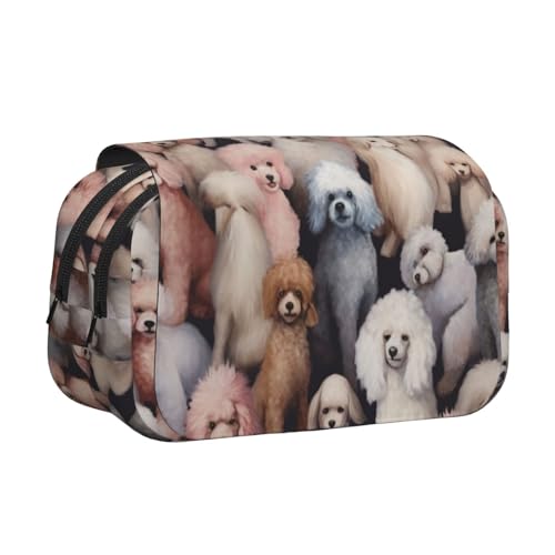 Federmäppchen mit Pudelmotiv, großes Fassungsvermögen, Stifteetui mit 2 Fächern, Stifthalter, Organizer, Schreibwaren-Tasche von SATUSA