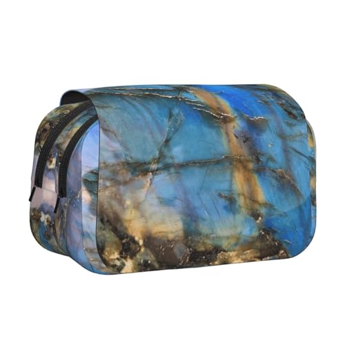 Federmäppchen mit Regenbogen-Steindruck, großes Fassungsvermögen, Stifteetui mit 2 Fächern, Stifthalter, Organizer, Schreibwaren-Tasche von SATUSA