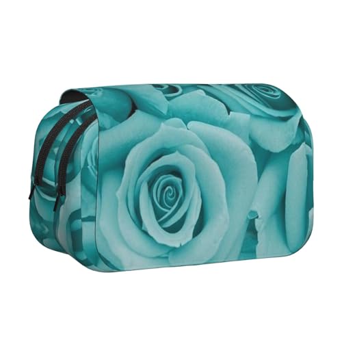 Federmäppchen mit Rosenmuster, großes Fassungsvermögen, Stifteetui mit 2 Fächern, Stifthalter, Organizer, Schreibwaren-Tasche von SATUSA