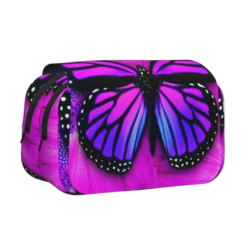 Federmäppchen mit Schmetterlingsdruck, großes Fassungsvermögen, Stifteetui mit 2 Fächern, Stifthalter, Organizer, Schreibwaren-Tasche von SATUSA