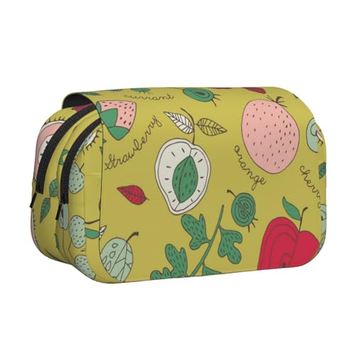 Federmäppchen mit Sommerfruchtdruck, großes Fassungsvermögen, Stifteetui mit 2 Fächern, Stifthalter, Organizer, Schreibwaren-Tasche von SATUSA