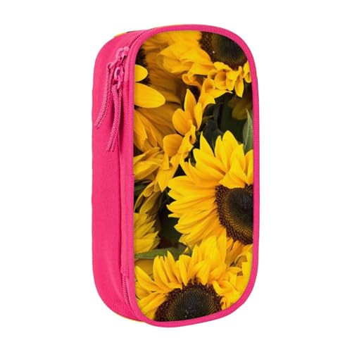 Federmäppchen mit Sonnenblumen-Aufdruck, Münz-, Schlüssel-, Kartentasche, Geldbörse, großes Stifteetui für Kinder, Jungen, Schule, Büro, rose, Einheitsgröße, Kosmetikkoffer von SATUSA