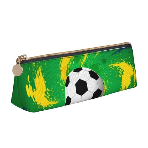 Federmäppchen mit Sportball-Motiv, dreieckig, PU-Leder, für Schule, Schreibwaren, Make-up-Tasche, Teenager, Federmäppchen, weiß, Einheitsgröße, Kosmetikkoffer von SATUSA