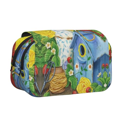 Federmäppchen mit Vogelmotiv, großes Fassungsvermögen, Federmäppchen mit 2 Fächern, Stifthalter, Organizer, Schreibwaren-Tasche von SATUSA