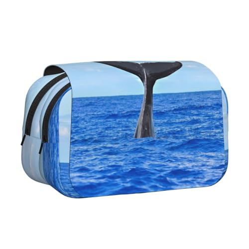 Federmäppchen mit Walschwanz-Aufdruck, großes Fassungsvermögen, Stifteetui mit 2 Fächern, Stifthalter, Organizer, Schreibwaren-Tasche von SATUSA