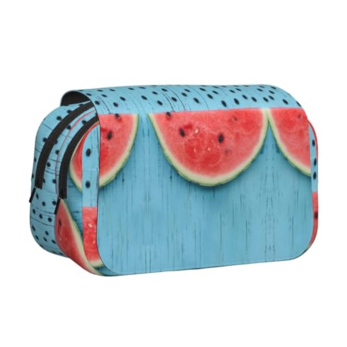 Federmäppchen mit Wassermelone und blauem Hintergrund, großes Fassungsvermögen, Stifteetui mit 2 Fächern, Stifthalter, Organizer, Schreibwarentasche Federmäppchen mit Wassermelone und blauem Hintergrund, großes Fassungsvermögen, Stifteetui mit 2 Fächern, Stifthalter, Organizer, Schreibwarentasche von SATUSA