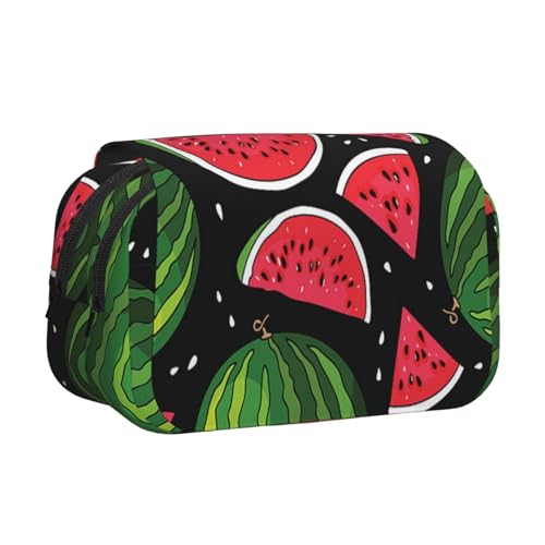 Federmäppchen mit Wassermelonen-Druck, großes Fassungsvermögen, Stifteetui mit 2 Fächern, Stifthalter, Organizer, Schreibwaren-Tasche von SATUSA