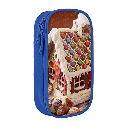 Federmäppchen mit Weihnachtsdorfhaus-Druck, Münztasche, Schlüsseltasche, Geldbörse, großes Stifteetui für Kinder, Jungen, Schule, Büro, blau, Einheitsgröße, Kosmetikkoffer von SATUSA