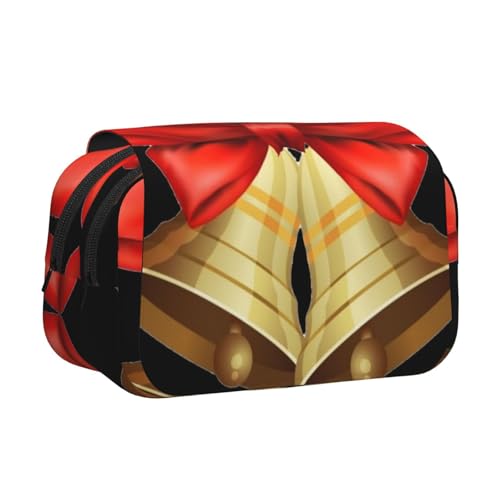 Federmäppchen mit Weihnachtsglocken, großes Fassungsvermögen, Stifteetui mit 2 Fächern, Stifthalter, Organizer, Schreibwaren-Tasche von SATUSA