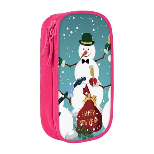 Federmäppchen mit Weihnachtsmotiv und Schneemann-Aufdruck, Münztasche, Schlüsseltasche, Geldbörse, großes Stifteetui für Kinder, Jungen, Schule, Büro, rose, Einheitsgröße, Kosmetikkoffer von SATUSA