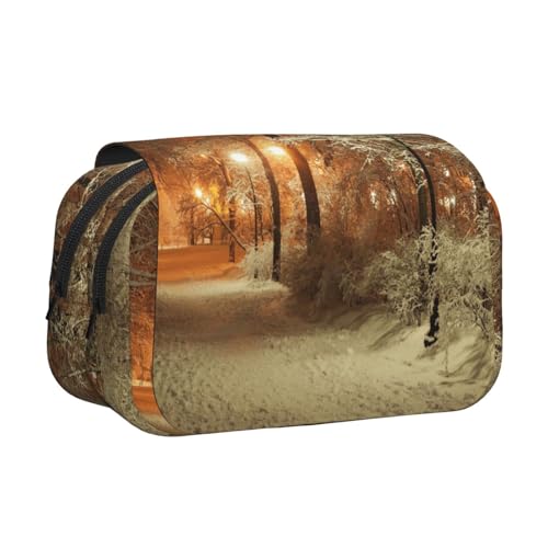 Federmäppchen mit Winterpark-Druck, großes Fassungsvermögen, Stifteetui mit 2 Fächern, Stifthalter, Organizer, Schreibwaren-Tasche von SATUSA