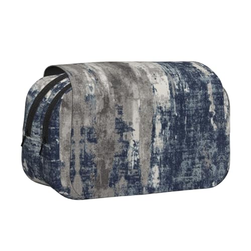 Federmäppchen mit abstraktem blauem Druck, großes Fassungsvermögen, Stifteetui mit 2 Fächern, Stifthalter, Organizer, Schreibwaren-Tasche von SATUSA