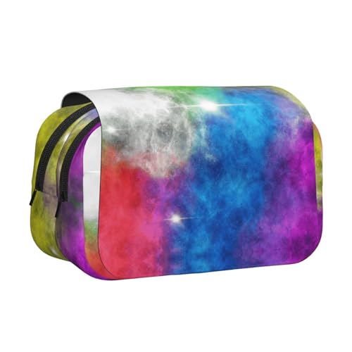 Federmäppchen mit buntem Wolkendruck, großes Fassungsvermögen, Stifteetui mit 2 Fächern, Stifthalter, Organizer, Schreibwaren-Tasche von SATUSA