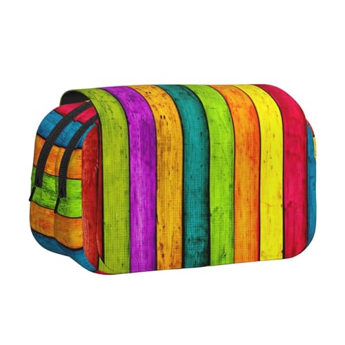 Federmäppchen mit farbigem Holztafel, großes Fassungsvermögen, Stifteetui mit 2 Fächern, Stifthalter, Organizer, Schreibwaren-Tasche von SATUSA