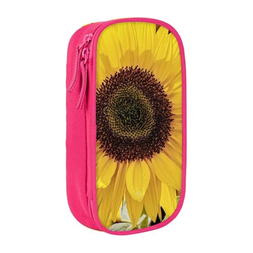 Federmäppchen mit gelbem Sonnenblumen-Aufdruck, Münz-, Schlüssel-, Kartentasche, Geldbörse, großes Stifteetui für Kinder, Jungen, Schule, Büro, rose, Einheitsgröße, Kosmetikkoffer von SATUSA