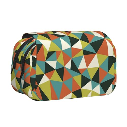Federmäppchen mit geometrischem Druck, großes Fassungsvermögen, Federmäppchen mit 2 Fächern, Stifthalter, Organizer, Schreibwaren-Tasche von SATUSA