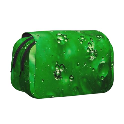 Federmäppchen mit grünem Bio-Druck, großes Fassungsvermögen, Stifteetui mit 2 Fächern, Stifthalter, Organizer, Schreibwaren-Tasche von SATUSA