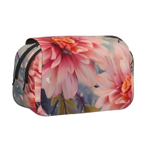 Federmäppchen mit modernem Blumendruck, großes Fassungsvermögen, Stifteetui mit 2 Fächern, Stifthalter, Organizer, Schreibwaren-Tasche von SATUSA