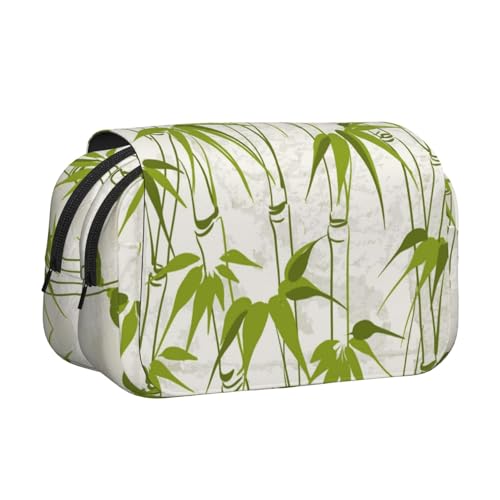 Federmäppchen mit natürlichem Pflanzendruck, großes Fassungsvermögen, Stifteetui mit 2 Fächern, Stifthalter, Organizer, Schreibwaren-Tasche, Grün von SATUSA