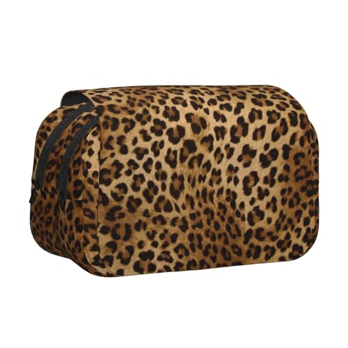 Federmäppchen mit niedlichem Leopardenmuster, großes Fassungsvermögen, Stifteetui mit 2 Fächern, Stifthalter, Organizer, Schreibwaren-Tasche von SATUSA