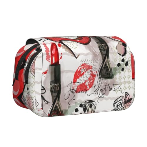 Kosmetik-Parfüm-Kunstdruck-Federmäppchen, großes Fassungsvermögen, Stifteetui mit 2 Fächern, Stifthalter, Organizer, Schreibwaren-Tasche von SATUSA