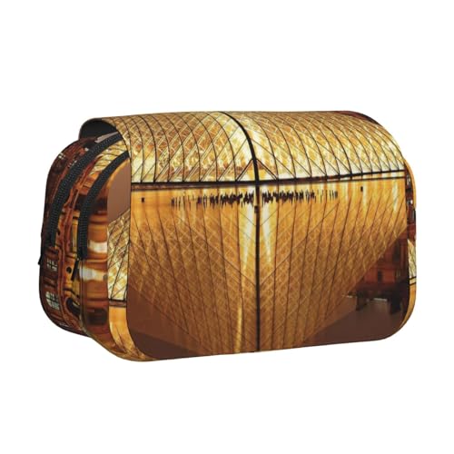 Louvre Museum in Paris Federmäppchen, großes Fassungsvermögen, Stifteetui mit 2 Fächern, Stifthalter, Organizer, Schreibwaren-Tasche von SATUSA