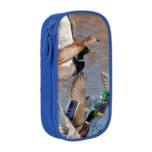 Mallard Federmäppchen mit Entenmotiv, Münztasche, Schlüsseltasche, Geldbörse, großes Stifteetui für Kinder, Jungen, Schule, Büro, blau, Einheitsgröße, Kosmetikkoffer von SATUSA