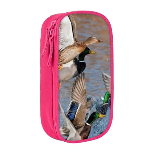 Mallard Federmäppchen mit Entenmotiv, Münztasche, Schlüsseltasche, Geldbörse, großes Stifteetui für Kinder, Jungen, Schule, Büro, rose, Einheitsgröße, Kosmetikkoffer von SATUSA