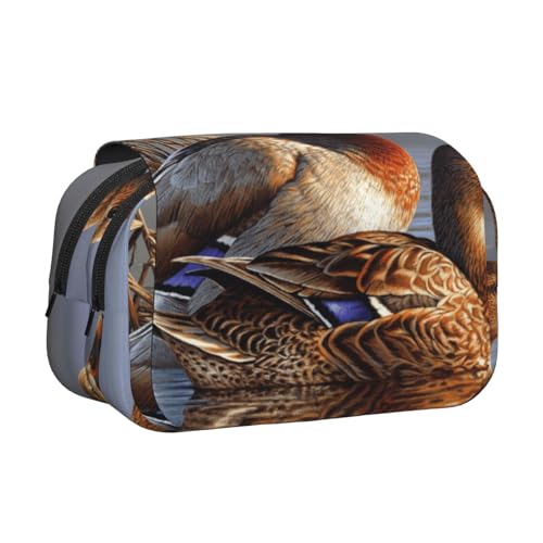 Mallard Federmäppchen mit Entenmuster, großes Fassungsvermögen, Stifteetui mit 2 Fächern, Stifthalter, Organizer, Schreibwaren-Tasche von SATUSA