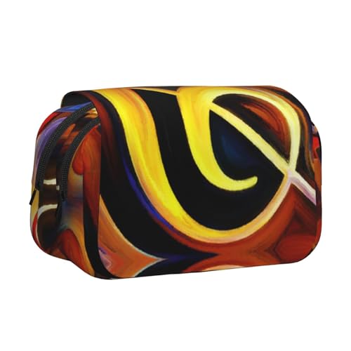 Muisc Federmäppchen mit Notizdruck, großes Fassungsvermögen, Stifteetui mit 2 Fächern, Stifthalter, Organizer, Schreibwaren-Tasche von SATUSA