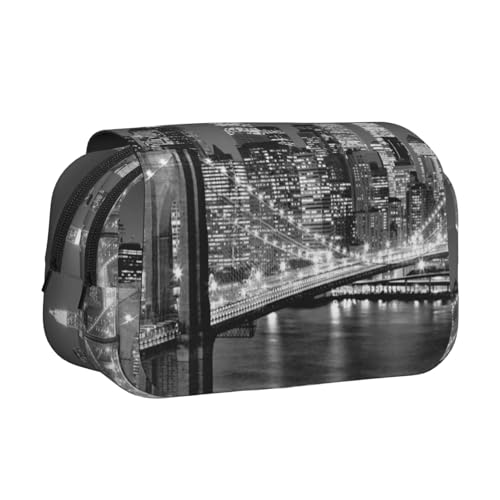 New York Federmäppchen mit großem Fassungsvermögen, Stifteetui mit 2 Fächern, Stifthalter, Organizer, Schreibwaren-Tasche von SATUSA