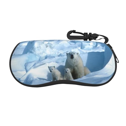 SATUSA Brillenetui mit Bären-Druck, Reißverschluss, weiche Sonnenbrillen-Tasche, tragbare Reise-Brillenetui mit Clip für Mädchen und Frauen und Männer, Schwarz , One size von SATUSA