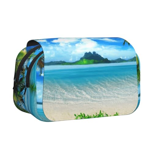 The Sea Print Federmäppchen, großes Fassungsvermögen, Stifteetui mit 2 Fächern, Stifthalter, Organizer, Schreibwaren-Tasche von SATUSA