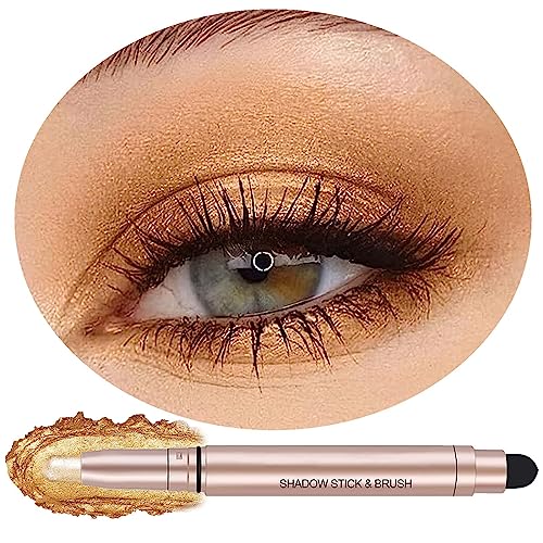 Highlighter Cream Eyeshadow Pencil, Golden Stick Eyeshadow Pencil, Hypoallergen, Waterproof Long Lasting Matte Pencil, Glitter Foundation Palette & Pencil von SAUBZEAN