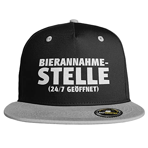 SAUFCOUNTER MARK YOUR DRINKS Bierannahmestelle Snapback Cap lustige Snapback mit Trinkspruch Malle besoffen hacke dicht voll Saufen Bier Alkohol Party (9 Farbvarianten), Farbe: Schwarz/Grau von SAUFCOUNTER MARK YOUR DRINKS