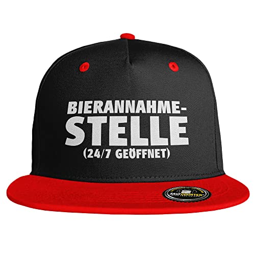 SAUFCOUNTER MARK YOUR DRINKS Bierannahmestelle Snapback Cap lustige Snapback mit Trinkspruch Malle besoffen hacke dicht voll Saufen Bier Alkohol Party (9 Farbvarianten), Farbe: Schwarz/Rot von SAUFCOUNTER MARK YOUR DRINKS