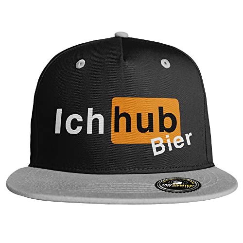 SAUFCOUNTER MARK YOUR DRINKS Ich hub Bier Snapback Cap lustige Snapback Ich hab Bier Malle hacke dicht saufi voll besoffen Saufen Alk Alkohol Party (8 Farbvarianten), Farbe: Schwarz/Grau von SAUFCOUNTER MARK YOUR DRINKS