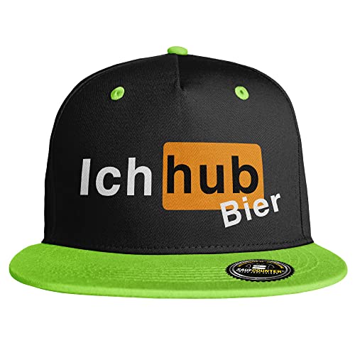 SAUFCOUNTER MARK YOUR DRINKS Ich hub Bier Snapback Cap lustige Snapback Ich hab Bier Malle hacke dicht saufi voll besoffen Saufen Alk Alkohol Party (8 Farbvarianten), Farbe: Schwarz/Grün von SAUFCOUNTER MARK YOUR DRINKS