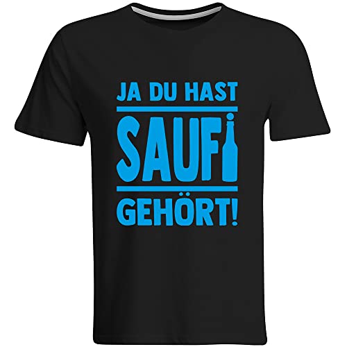 Saufi Saufi Tshirt Saufi T-Shirt Hab ich Saufi gehört (Farbe Schwarz, Herren, Rundhals-Ausschnitt, Verschiedene Druckfarben), Farbe: Hellblau, Größe: XL von SAUFCOUNTER MARK YOUR DRINKS