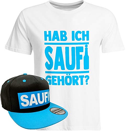 Saufi T-Shirt Hab ich Saufi gehört? (Herren, Rundhals, 26 Styles), Farbe: Weiß/Hellblau, Größe: M von SAUFCOUNTER MARK YOUR DRINKS