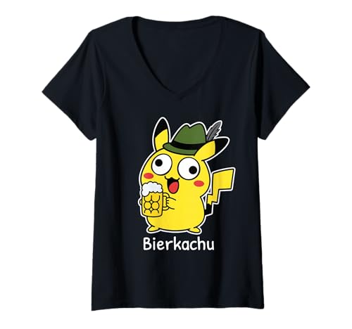 Damen BIERKACHU - Lecker Bierchen Wiesn Bayern Oktoberfest T-Shirt mit V-Ausschnitt von SAUFIMONS - Lecker Bierchen Bier Sauf Monster